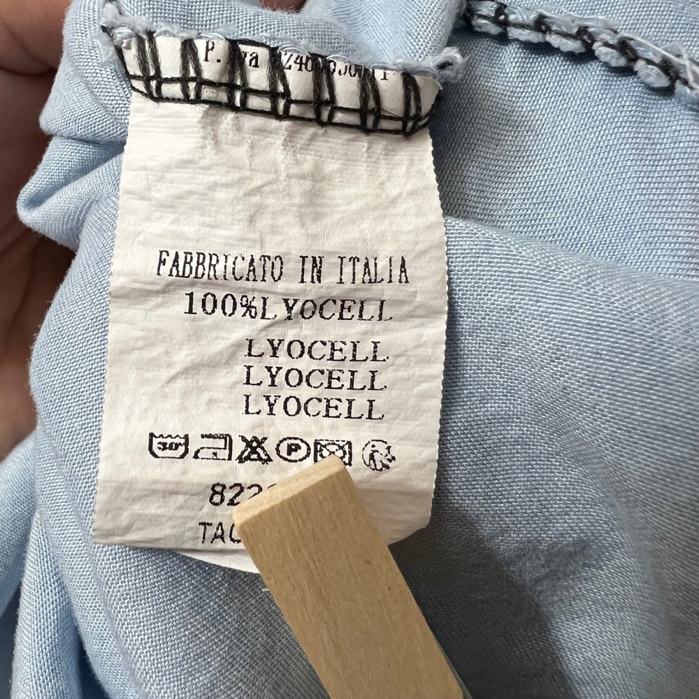 In Italy Chambray Denim Shirt‎ Dress Pockets Button Down Short Sleeve Light Wash - Picture 3 of 10